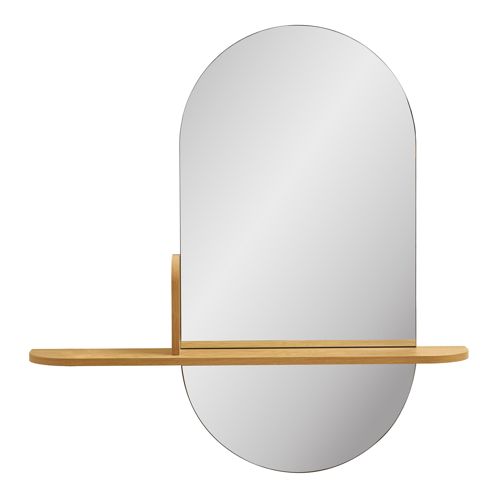 Miroir avec étagère Barco forme capsule chêne naturel 92x94,5 cm vue de face