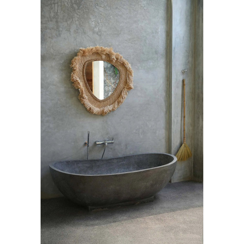 Miroir La Contessa rond en herbe d'abaca, vue 3