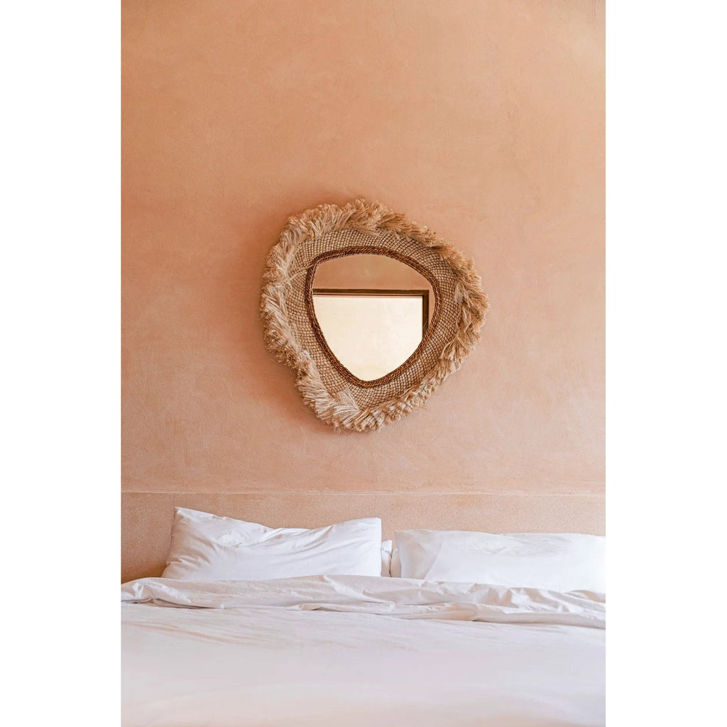 Miroir La Contessa rond en herbe d'abaca, vue 5