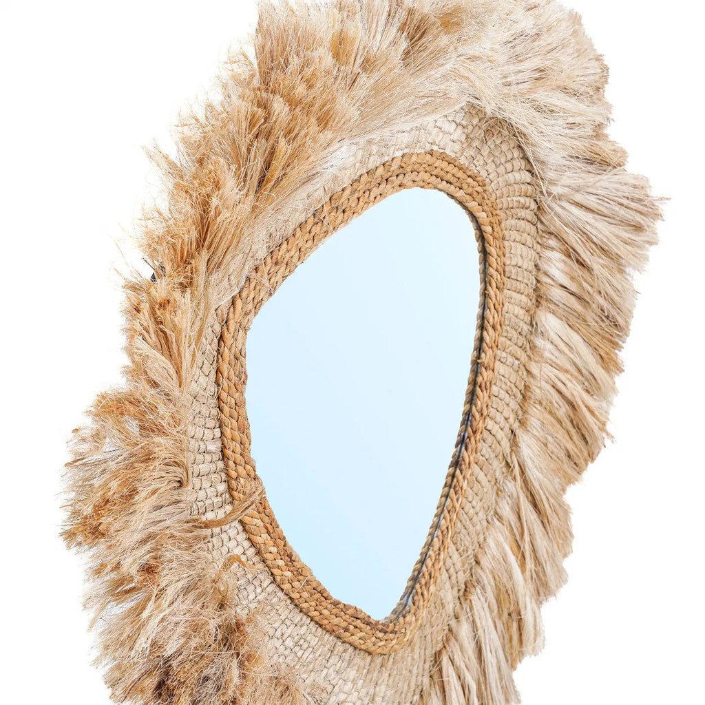 Miroir La Contessa rond en herbe d'abaca, vue 8