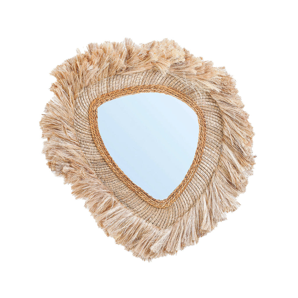 Miroir La Contessa rond en herbe d'abaca