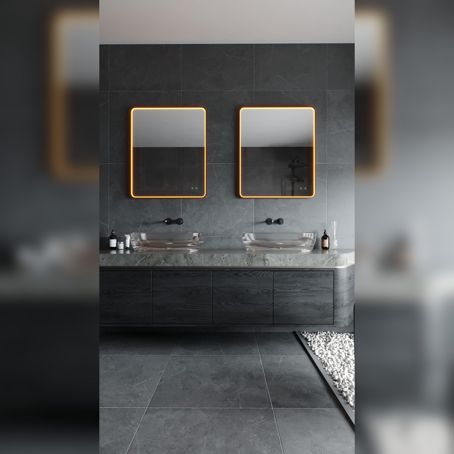 Miroir lumineux rectangulaire brun 76 x 91 cm, vue 2