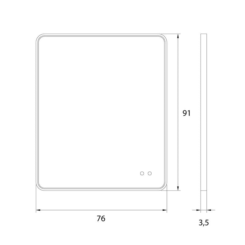 Dimensions Miroir lumineux rectangulaire brun 76 x 91 cm
