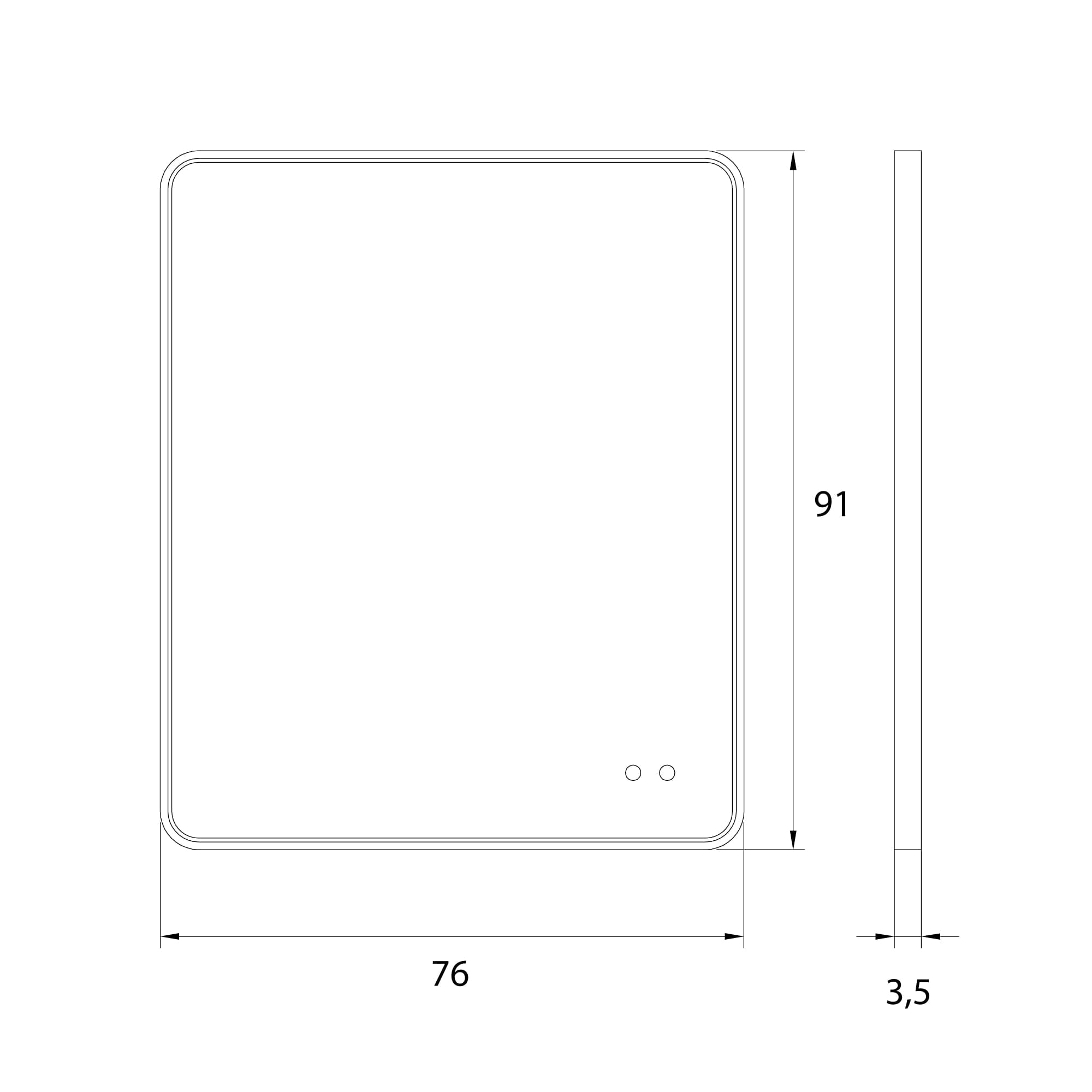 Miroir lumineux rectangulaire noir 76 x 91 cm, vue 3