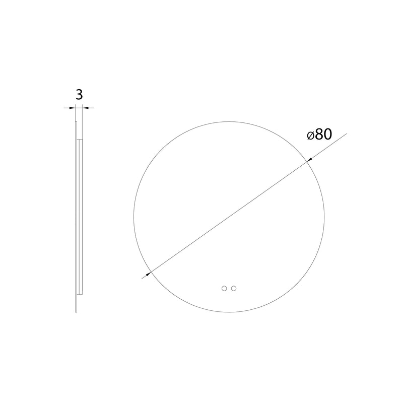 Dimensions Miroir lumineux rond 80 cm