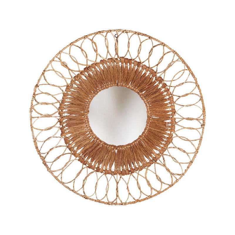 Dimensions Montezuma mirror in banana leaf and coconut