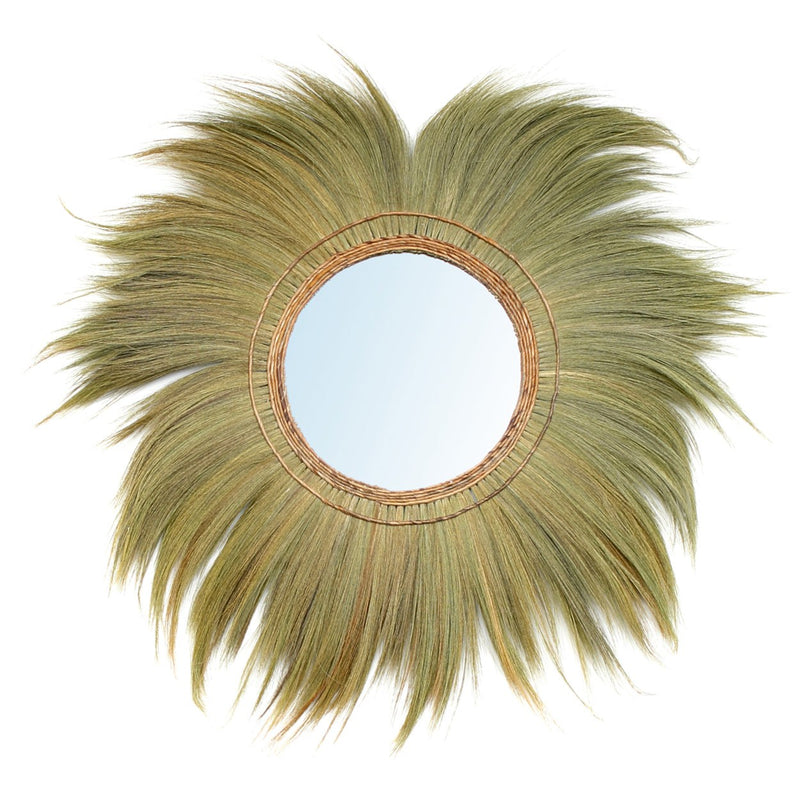 Dimensions Extra-large Mufasa mirror in natural wicker