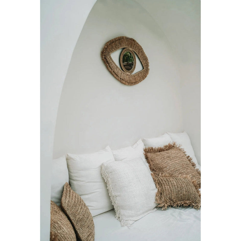 Dimensions Miroir mural en forme d'œil Raffia Eye raphia naturel 70 cm