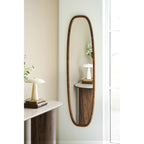 Miroir mural Luxon ovale décor noyer 40x150 en situation