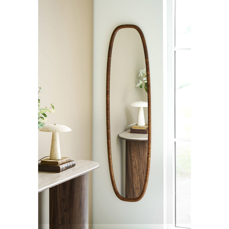 Dimensions Miroir mural Luxon ovale décor noyer 40x150