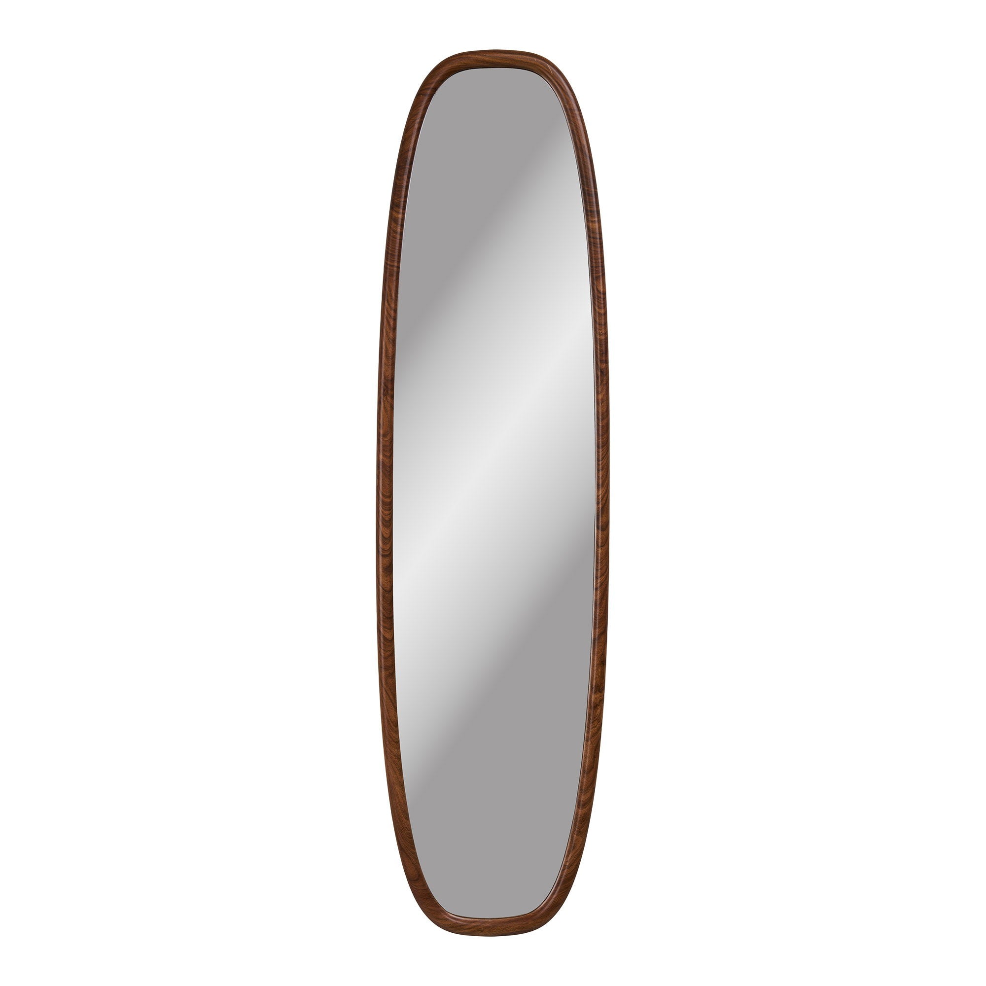 Miroir mural Luxon ovale décor noyer 40x150