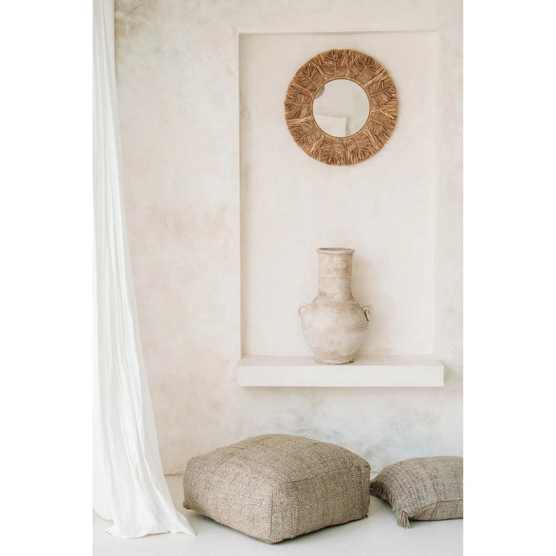 Dimensions Miroir mural Palm Tree en raphia naturel et cauris 60 cm