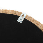 Dos du miroir Palm Tree habillé de tissu noir avec son attache métallique vissée