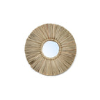 Miroir mural rond Alang Alang en herbe naturelle vu de face avec sa petite glace centrale