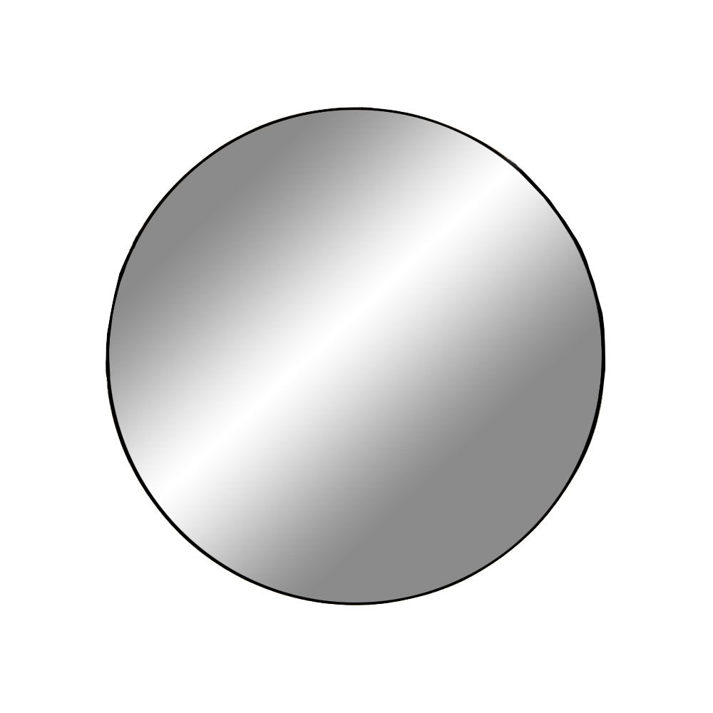 Miroir rond Jersey au cadre fin noir ø 60 cm vu de face sur fond blanc
