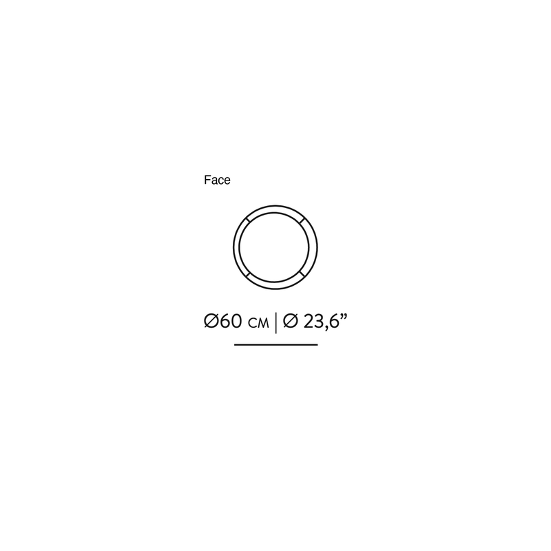 Dimensions Ronde wandspiegel Luna massief hout Ø 60 cm
