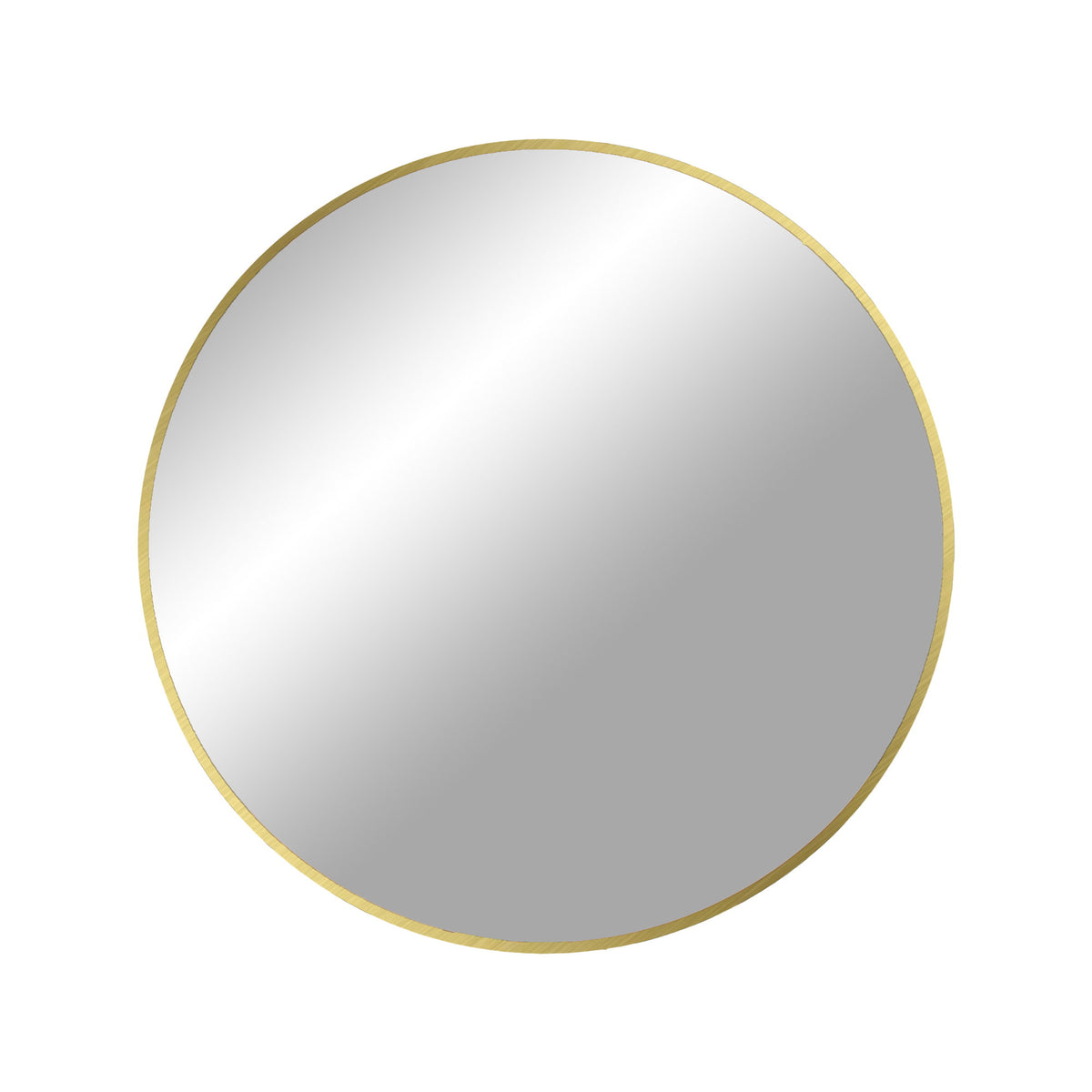 Miroir mural rond Madrid aluminium doré vu de face cadre fin autour du verre