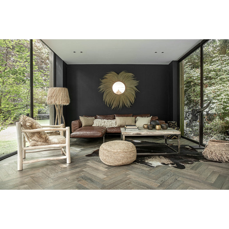 Dimensions Espejo de pared redondo Mufasa de hierba natural 120 cm