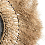 Détail de la frange d'herbe du miroir Pretty Blonde et des brins torsadés cousus au fil noir