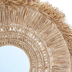Détail de la bande de brins rayonnants et de la frange du miroir Yuki