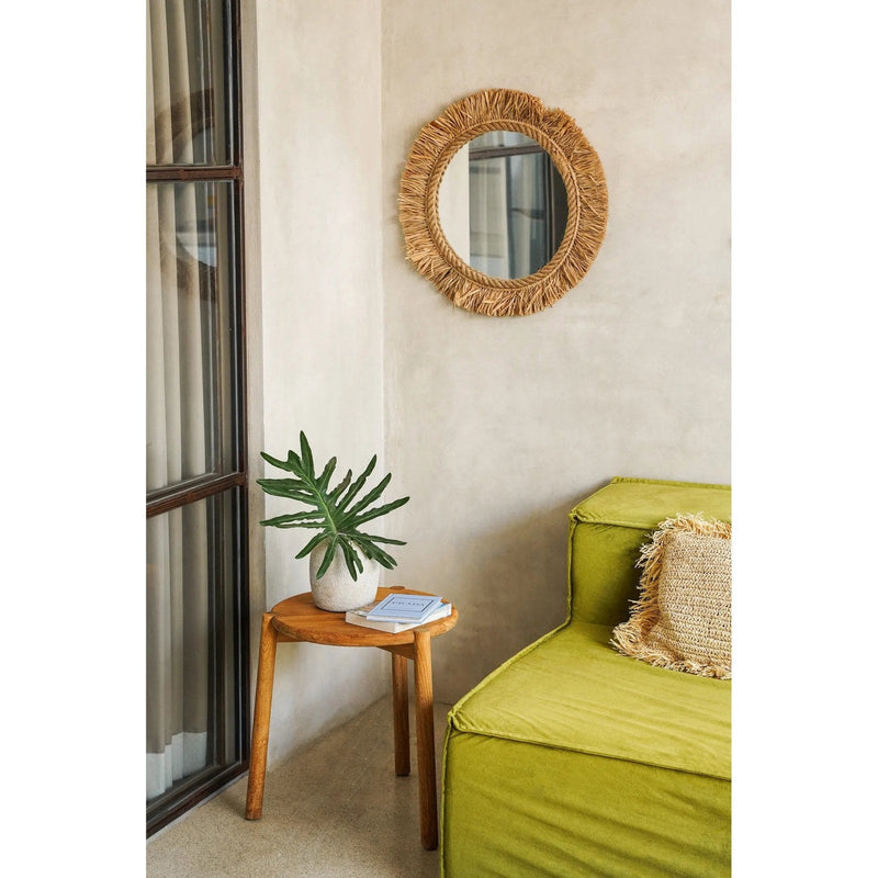 Dimensions Miroir mural soleil Tahiti en raphia naturel 60 cm