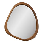 Miroir organique Luxon petit format décor noyer 44x47 cm forme galet compact fond blanc