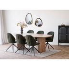 Duo miroirs Luxon noyer grand et petit formats salle à manger chaises boucle vertes