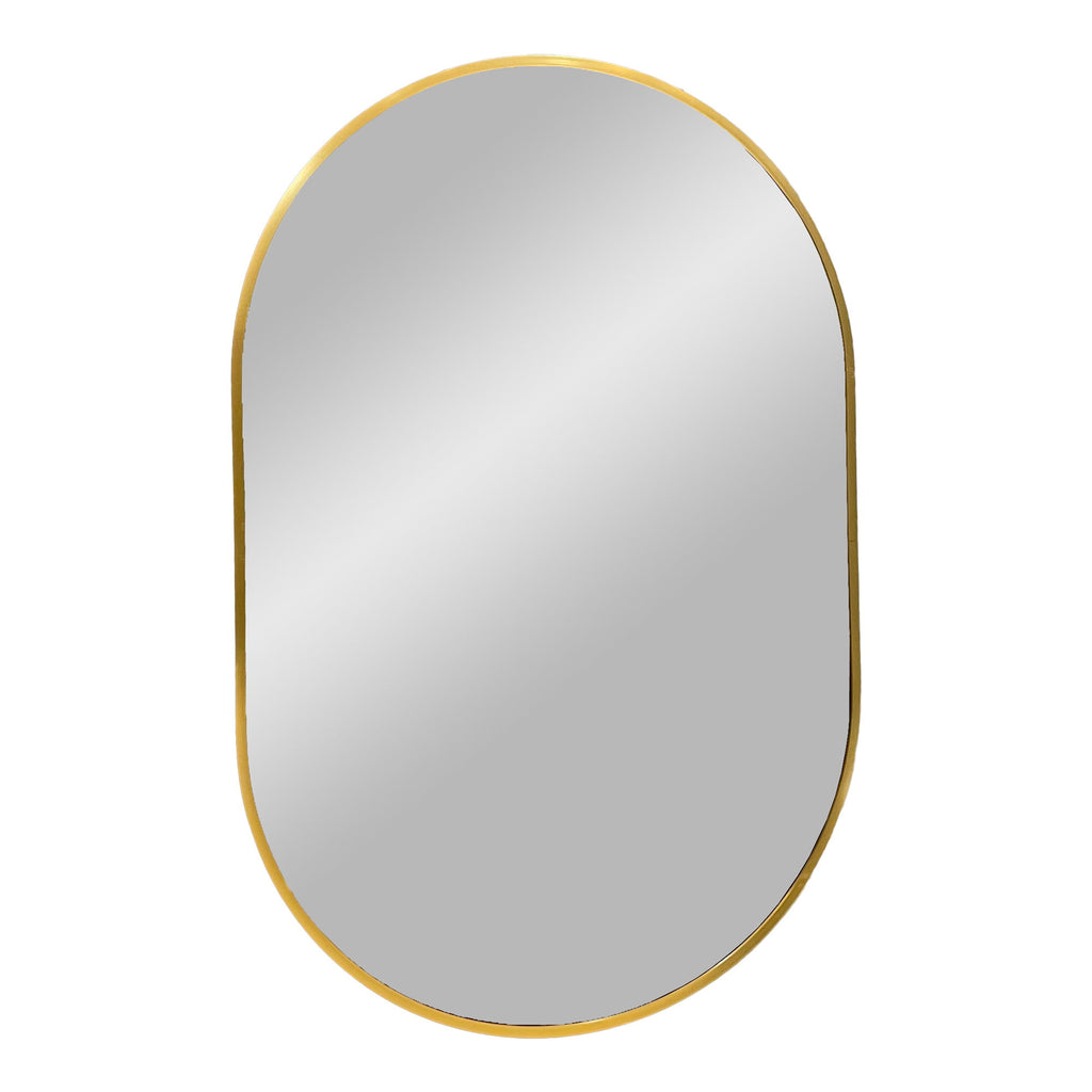 Miroir ovale Madrid cadre aluminium laiton doré 50x80 cm vue de face