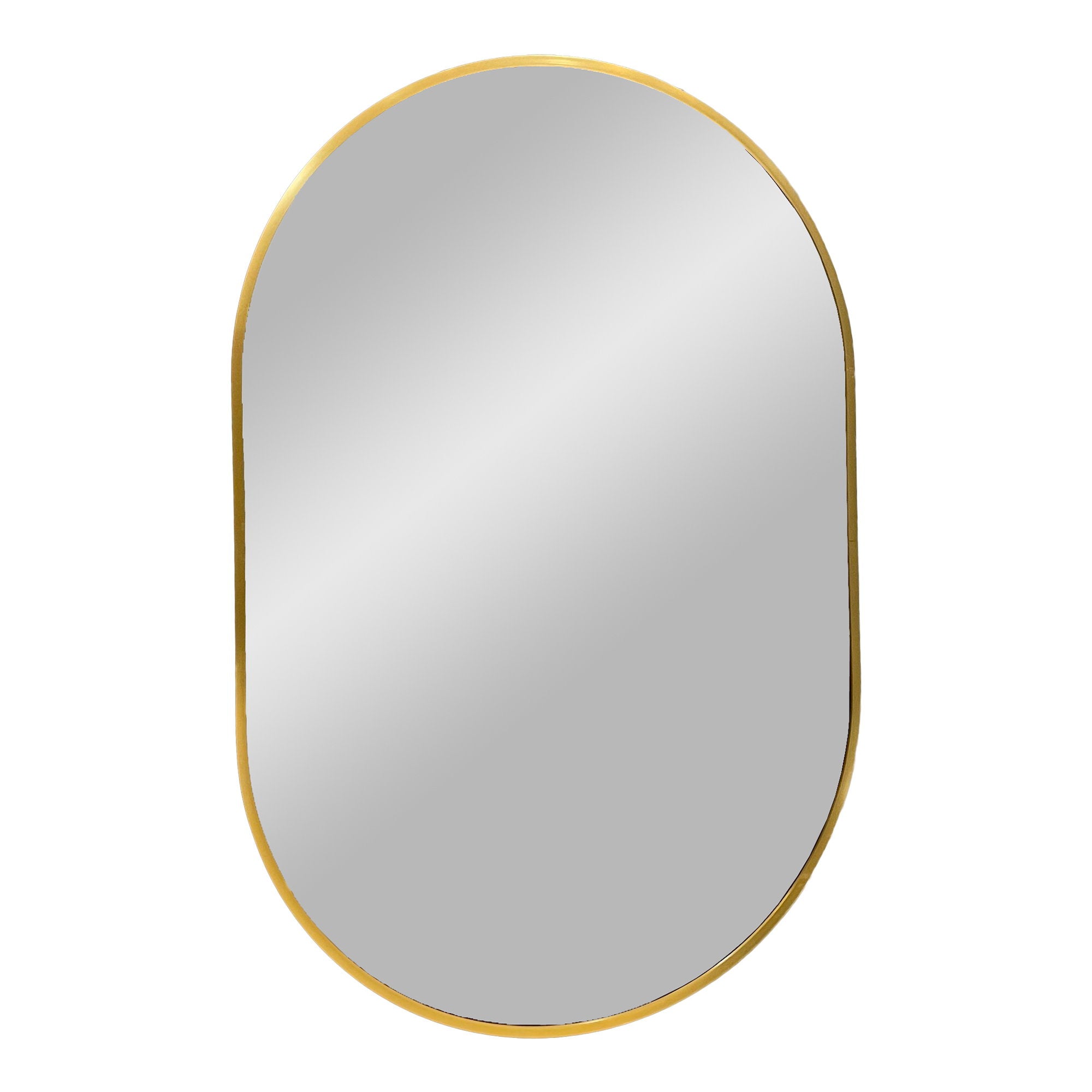 Miroir ovale Madrid cadre aluminium laiton doré 50x80 cm vue de face