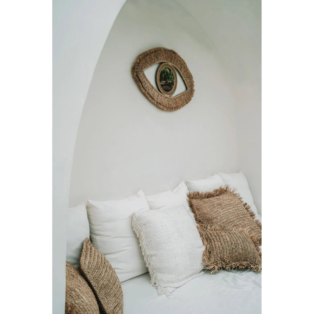 Miroir Raffia Eye ovale en raphia naturel, vue 4