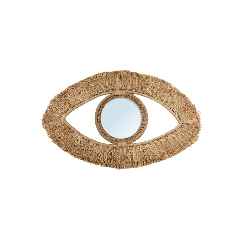 Dimensions Miroir Raffia Eye ovale en raphia naturel