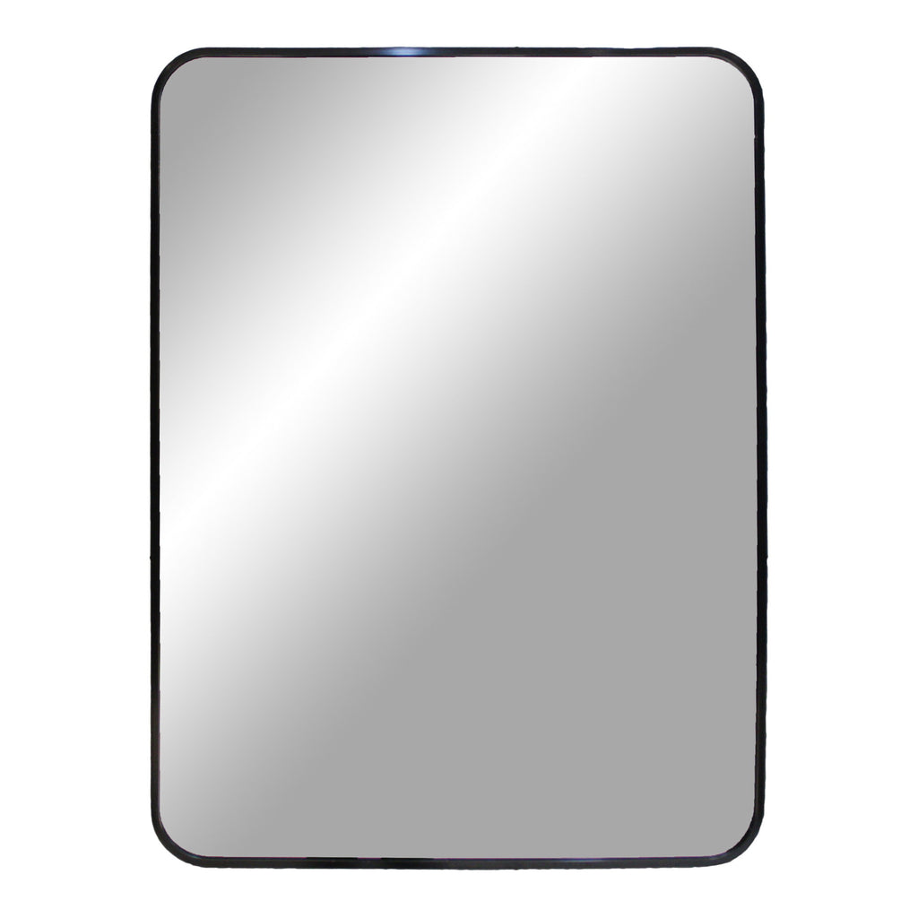 Miroir rectangulaire Madrid cadre aluminium noir coins arrondis 50x70 cm vue de face