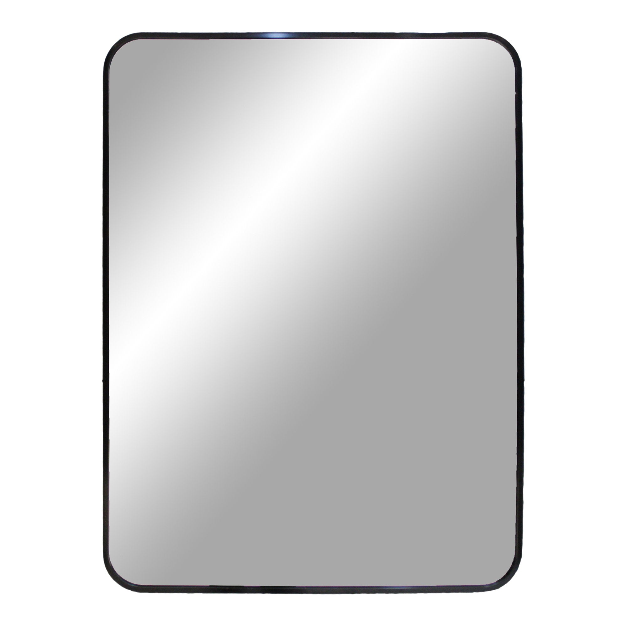 Miroir rectangulaire Madrid cadre aluminium noir coins arrondis 50x70 cm vue de face