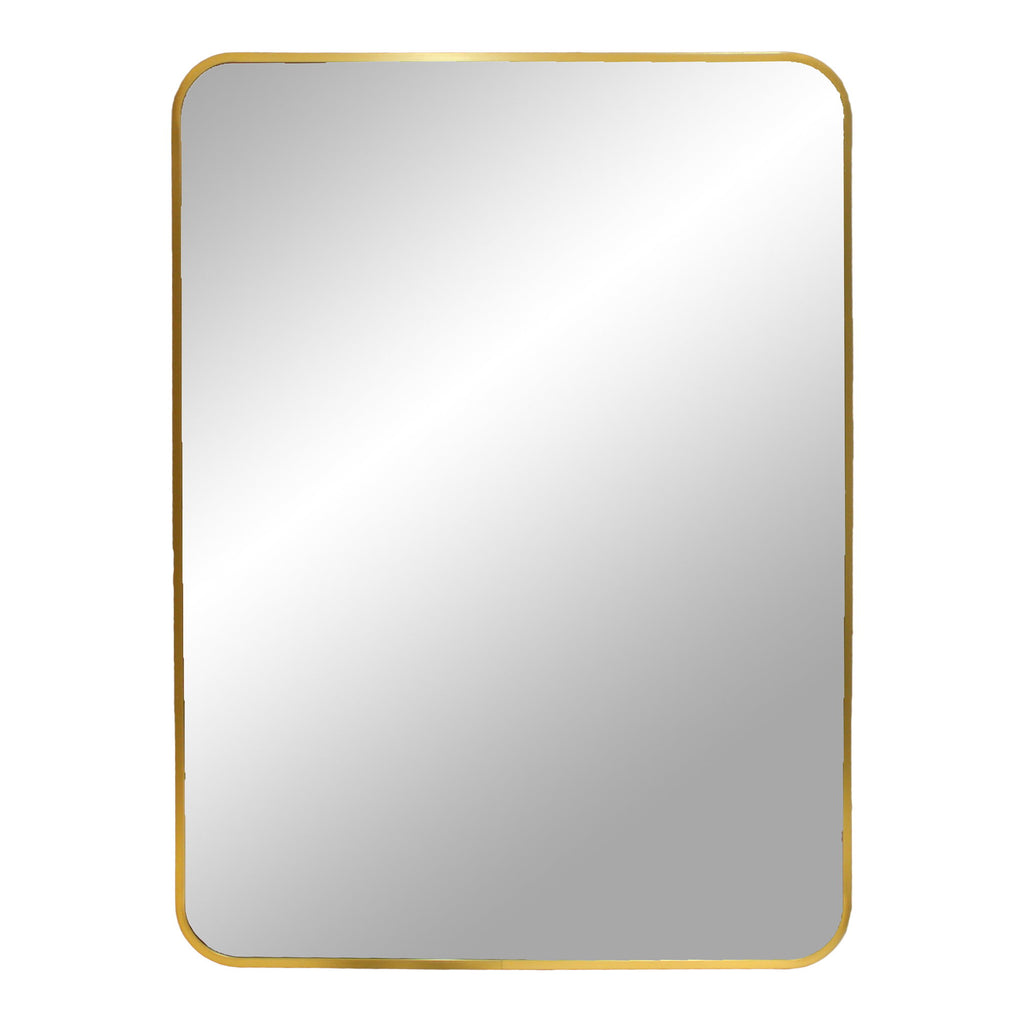 Miroir rectangulaire Madrid cadre aluminium laiton doré coins arrondis 50x70 cm vue de face