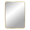 Miroir rectangulaire Madrid cadre aluminium laiton doré coins arrondis 50x70 cm vue de face