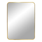 Miroir rectangulaire Madrid cadre aluminium laiton doré coins arrondis 50x70 cm vue de face