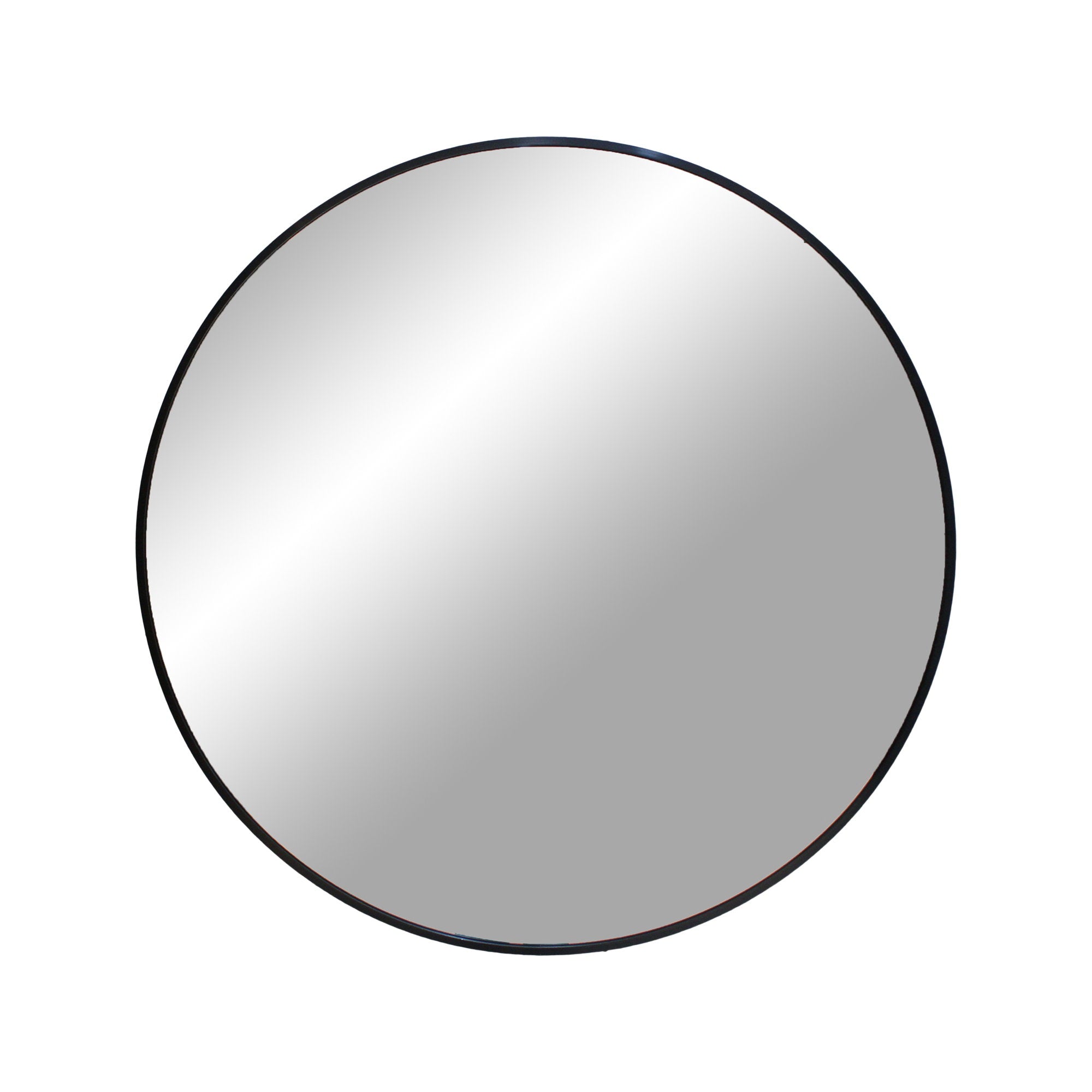 Miroir rond Madrid cadre aluminium noir diamètre 60 cm vue de face