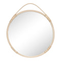 Miroir rond Malo cadre rotin naturel avec anse diamètre 50 cm vue de face