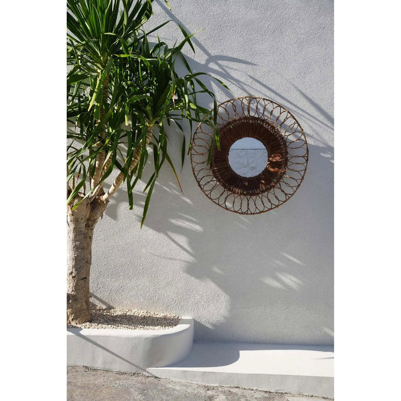 Dimensions Miroir soleil Montezuma en bananier et coco naturels 80 cm
