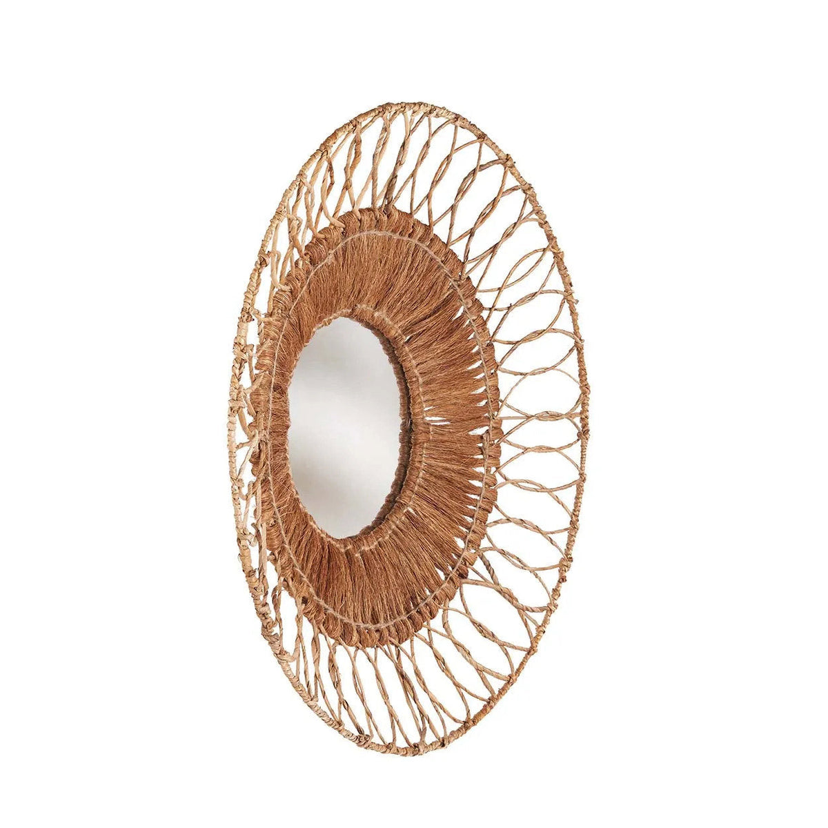 Miroir soleil Montezuma vu de biais sur fond blanc