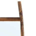 Détail du haut du miroir Fabulook montant brut en teck recyclé et traverse assemblée