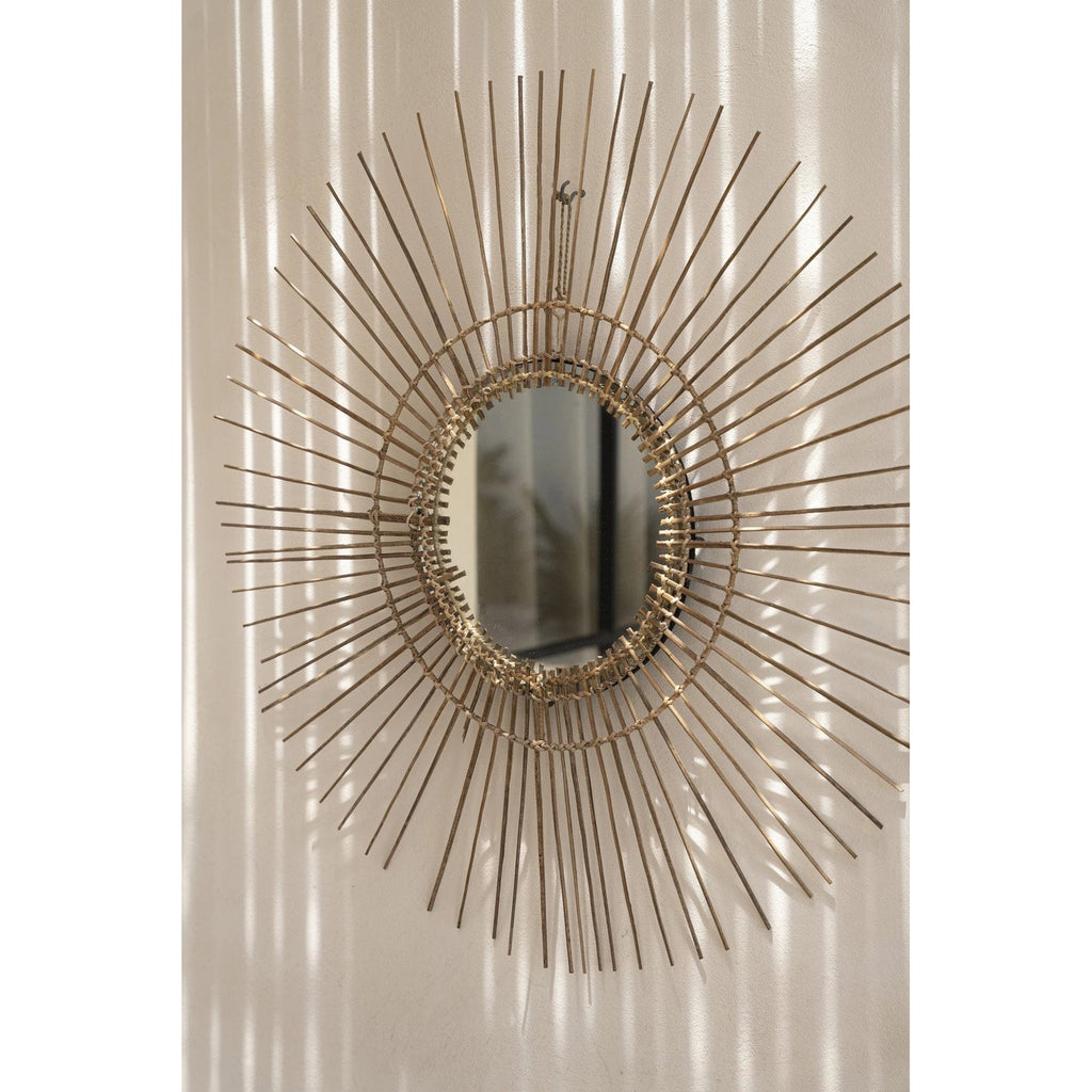 Miroir Tropical rond en rotin naturel en situation