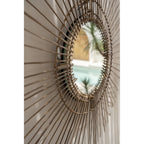 Miroir Tropical rond en rotin naturel, vue 4
