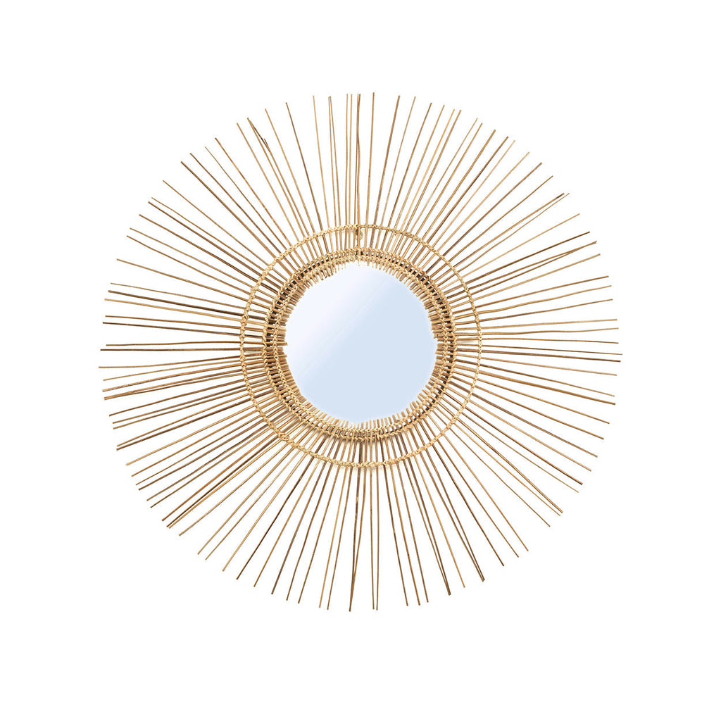 Miroir Tropical rond en rotin naturel
