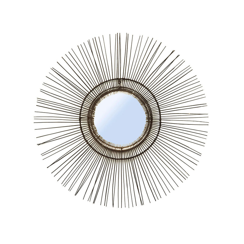 Dimensions Miroir Tropical rond en rotin noir