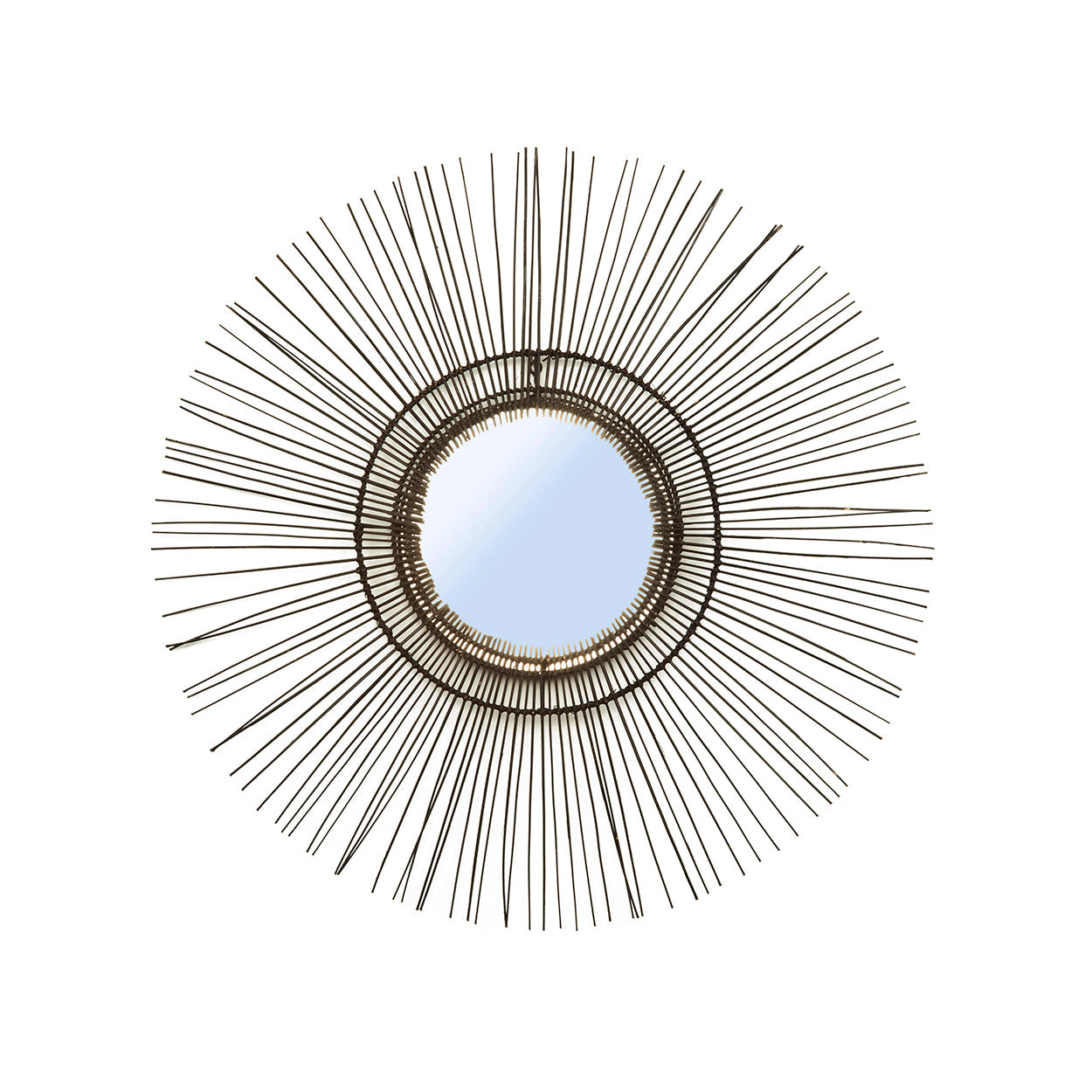 Miroir Tropical rond en rotin noir