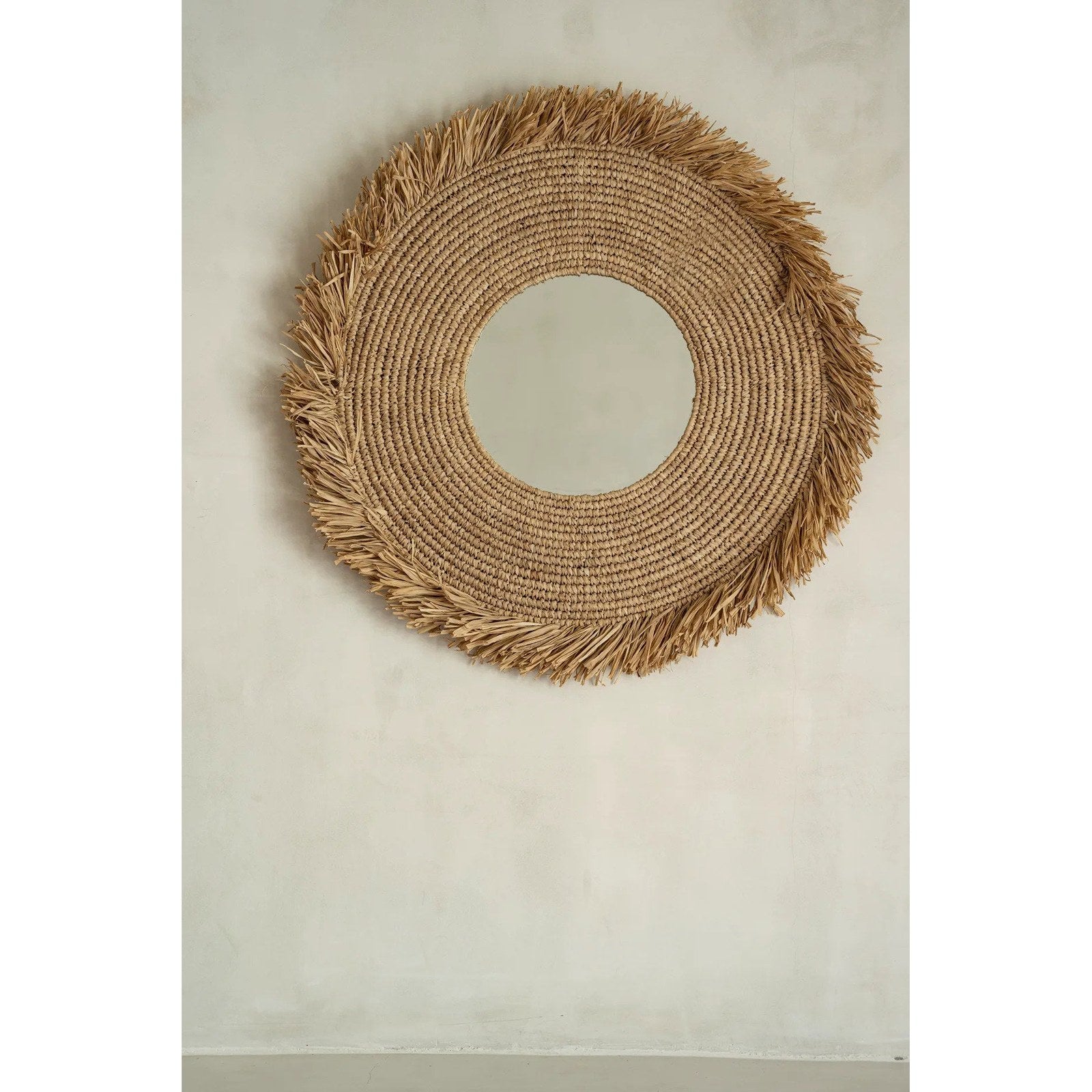 Miroir Yema rond en raphia naturel, vue 3