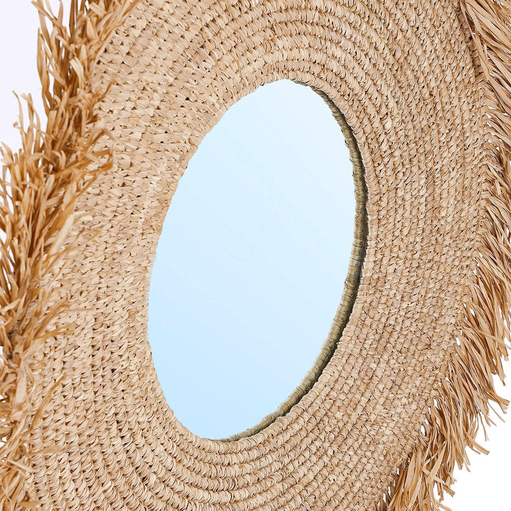 Miroir Yema rond en raphia naturel, vue 6