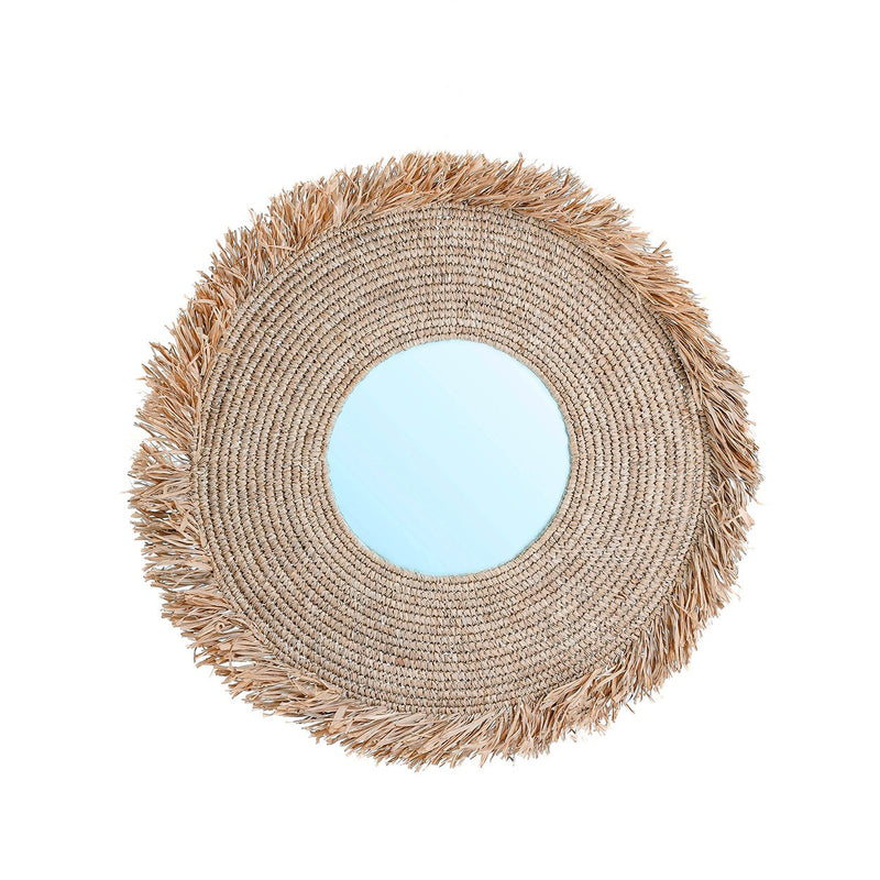 Dimensions Miroir Yema rond en raphia naturel