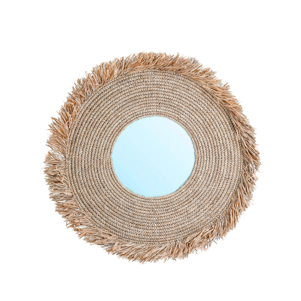 Miroir Yema rond en raphia naturel